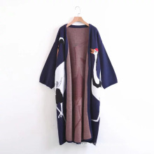 Latest Design Pattern Jacquard Knitwear Custom Knit Ladies Women Long Cardigan Sweater